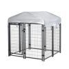 Pawhut Chenil d’extérieur avec Toit 120x120x138 cm Chenil pour Chien en métal avec Porte verrouillable pour Le Jardin et Le Patio Silver