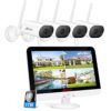 [Fonction Intercom]ANRAN 5MP 8CH Kit de Caméras de Surveillance avec 13″ Moniteur sans Fil CCTV, Fonction Interphone 4 Caméras Extérieure/Intérieure HD 2560P Vision Nocturne Disque Dur de 1 To Intégré