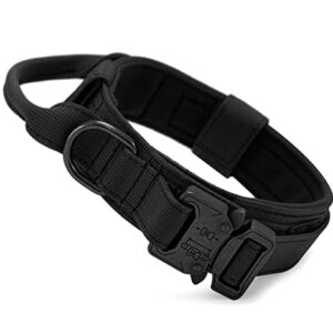 HALFSUMO Collier de Chien réglable Tactique avec poignée de Commande, en Nylon, rembourré, Boucle en métal, Colliers de Chien pour Chiens de Taille Moyenne, Chasse, entraînement, Loisirs, Plein air