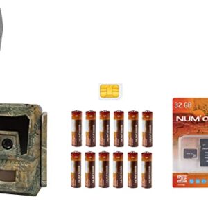 Pack Tout Inclus : PIÈGE Photographique NUM'AXES PIE1052 + Piles + Carte MÉMOIRE + Carte SIM