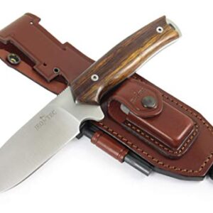 JEO-TEC Nº21: Couteau de Camping Outdoor Survie Bushcraft Multifonctionnel, Lame INOX Bohler N690C, Étui de Transport Position Multiple, Fabriqué en Espagne