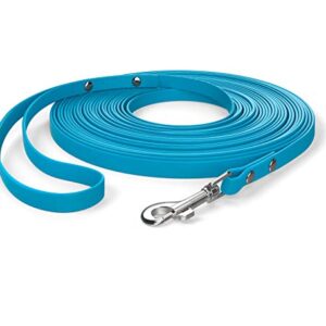 10m de Laisse de remorquage, Laisse pour Chien, Boucle à Main, Bleu Cyan, Extra étroit, résistant à la saleté et à l'eau