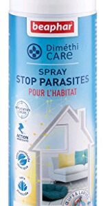 BEAPHAR – DIMETHICARE – Spray stop parasites pour l’habitat – Contre puces, tiques et poux – Sans pesticide et insecticide chimique – Idéal pour les paniers/niches/tapis – Action immédiate – 400 ml