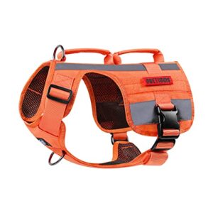 OneTigris Harnais Tactique réfléchissant pour Chien sans Traction, Gilet pour Chien de Service avec poignée, Gilet de sécurité léger Haute visibilité pour Chien de Recherche et de Sauvetage