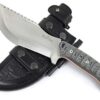 JEO-TEC Nº51: Couteau de Camping Randonnée Chasse Outdoor Survie Bushcraft Multifonctionnel, Lame INOX MOVA-58, Étui de Transport en Cuir, Fabriqué en Espagne