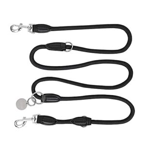 lionto Laisse de Chien réglable Laisse multifonctionnelle Laisse Double Laisse de Chien Freestyle Laisse de couplage Longueur 200 cm, Noir