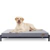 KOPEKS Lit surélevé avec matelas pour chiens et animaux de compagnie Taille XL – Gris et Noir