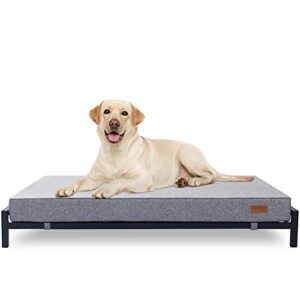 KOPEKS Lit surélevé avec matelas pour chiens et animaux de compagnie Taille XL - Gris et Noir