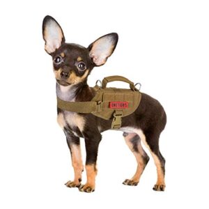 OneTigris Beast Mojo Harnais Tactique pour Chiot réglable Harnais Doux pour Petits Chiens Chiots Chasse/randonnée/entraînement/Promenade en Plein air (Marron/XXS) |Emballage Multi-Voies