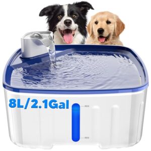 Kittyspout Fontaine à Eau pour Chien, 8L Fontaine Chat/Grand Chien avec Fenêtre de Visualisation, Pompe Ultra-silencieuse, Filtre à 4 Couches pour Garder l'eau Propre, sans BPA