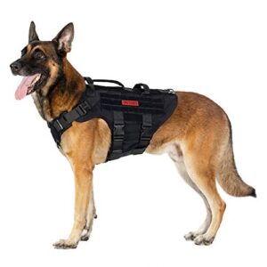 OneTigris X Destroyer Harnais Tactique pour Chien 3 poignées Heavy Duty Gilet pour Chien avec Boucles en métal