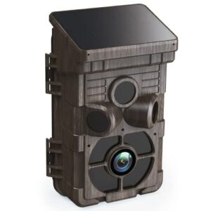 Caméra de Chasse Solaire 24MP 1080P, Camera de Chasse Nocturne Batterie Intégrée Rechargeable, Camera Chasse Infrarouge Temps de Déclenchement 0,1s IP66 Étanche pour l'observation de la Faune