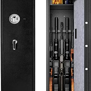 Coffre-fort, coffre-fort étanche ignifuge coffre-fort pour fusil à accès rapide coffre-fort pour fusil plus grand et durable pour armoire de fusil de chasse 5-6 fusils (plus grand coffre-fort biométri