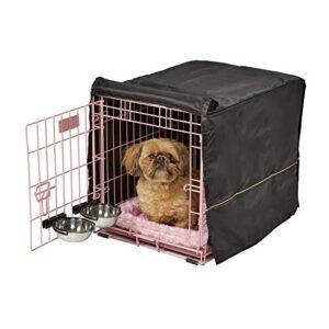 iCrate Kit de démarrage de Cage pour Chien, 61 cm, idéal pour Les Petites Races de Chiens (pesant 5,9 à 11,3 kg), Comprend Une Cage pour Chien, Un lit pour Animal de Compagnie, 2 gamelles pour Chien