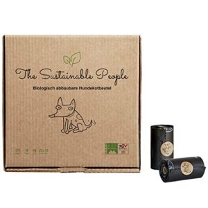 The Sustainable People 270 Sacs à déjections canines biodégradables - certifiés OK compost HOME - 100 % biodégradables - grands & extra épais (18 µm), sûrs & résistants à l’humidité