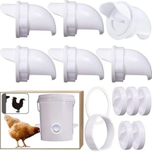 Mangeoire Poules Automatique, Avec 6 Ports Et Scie Cloche, éTanche à la Pluie, Mangeoire à Poulet sans DéChetsConvient aux seaux, seaux, boîtes, auges, mangeoires à poulets zéro déchet