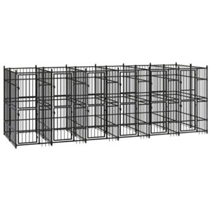 Chenil d'Extérieur pour Chiens Acier 11,06 m² Cage Niche Enclos Chiots