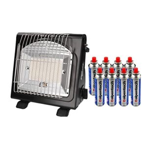 ALPEN CAMPING - Chauffage à gaz portable 1700W + 8 Cartouches gaz 2en1 Réchaud Basses températures