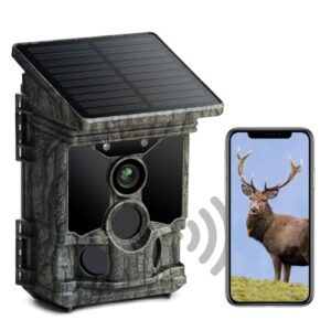 VOOPEAK Caméra de Chasse à Panneau Solaire 4K 30fps WiFi 36MP Bluetooth Caméra de Chasse avec Vision Nocturne Activée par Le Mouvement, Etanche IP66