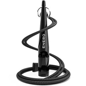 ENERO Sifflet pour Chien - Dressage et éducation de sifflet Chien extrêmement fiable - Fort & Puissant à Longue portée - Sangle Pratique Incluse - Sifflet de Dressage à fréquence normalisée - Noir