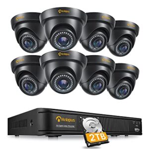 Anlapus 1080P 8CH 2TB H.265+ DVR Enregistreur 8PCS Caméra de Surveillance Extérieure IP66 2,0MP 20 M Vision Nocturne, Détection Intelligente & App Gratuite Accès à Distance Via Smartphone