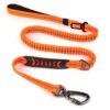 Laisse pour chien solide élastique réglable – Laisse élastique réfléchissante pour chien pour la promenade – Laisse anti-traction avec boucle de sécurité (orange)