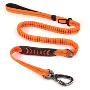 Laisse pour chien solide élastique réglable - Laisse élastique réfléchissante pour chien pour la promenade - Laisse anti-traction avec boucle de sécurité (orange)