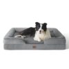 Bedsure Panier Chien Grande Taille – Canapé Chien Orthopedique et Dehoussable, Lit pour Chien Lavable, Anti-dérapant et Ultra Doux Gris, Taille 89x63x16 cm