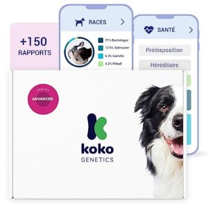Koko Test ADN pour Chiens Advanced - (+150 rapports sur Races, Santé et Traits) - Mises à Niveau sans Frais