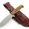 JEO-TEC Nº1 Couteau de Camping, Randonnée Chasse Outdoor Survie Bushcraft Multifonctionnel, Lame inox Bohler N690C, Étui de transport en cuir position multiple, Fabriqué en Espagne
