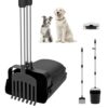 VavoPaw Kit de Ramasse Crotte et Râteau, Pelles Ramasse-crottes pour Chiens avec 20 Sacs Poubelle, Pelle à Déjections Rotative avec Longue Poignée Réglable pour Jardin Pelouse Cour Chenil, Noir