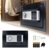XMTECH Coffre-fort électronique Coffre-fort mural en acier avec code PIN numérique avec 2 clés, coffre-fort électronique en acier, 12 l (31 x 20 x 20 cm)