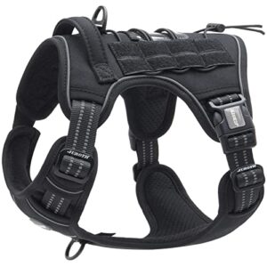 AUROTH Harnais de Chien Anti Traction, Harnais Tactique Chien Respirant Réglable Facile à Mettre pour Moyen Grand Chien, Gilet Durable Réfléchissant, Matériel Militaire Taille L, Noir