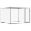 vidaXL Cage pour Chien avec Porte, Chenil d’Extérieur pour Chiots, Enclos pour Animaux de Compagnie, Parc pour Chien, Gris Acier Galvanisé