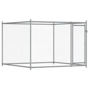 vidaXL Cage pour Chien avec Porte, Chenil d'Extérieur pour Chiots, Enclos pour Animaux de Compagnie, Parc pour Chien, Gris Acier Galvanisé