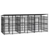 Chenil d’Extérieur avec Toit pour Chiens Acier 11,06 m² Cage Niche