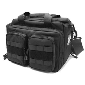 ProCase Sac de Tir pour Pistolet, Étui Souple Sacoche Tactique pour la Chasse ou Le Tir, Pochette Verrouillable, 1 Cloison Réglable pour Rangement de Chargeurs et d'autres Outils-Noir