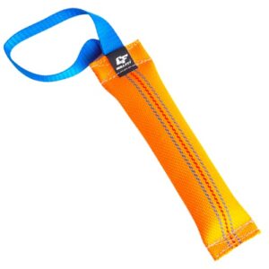 Bull Fit Boudin À Mordre Jouet pour Chien, 25 cm, 1 Anse, en Tuyaux De Lance À Incendie - Dummy Rouleau d'apprentissage Flottant - Robuste Boudin Mordant Chien, Orange