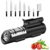 Knives Sharpener Kitchen Professional 4 in 1 Blade Sharpening Tool Tungsten Steel/Diamond Polish Grind Out A Sharp Bling Knife Chef’s Best Choice (Color : Black)