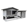 Poulailler Gris Clair 144×52,5×68,5 cm Bois Nichoir & Enclos Bac Amovible Nettoyage Cage Basse-Cour