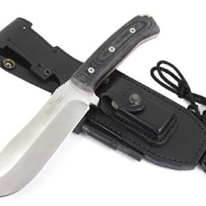 JEO-TEC Nº45: Couteau de Survie Outdoor Bushcraft Camping Randonnée Chasse Multifonctionnel, Lame INOX MOVA-58, Étui de Transport en Cuir Position Multiple, Fabriqué en Espagne