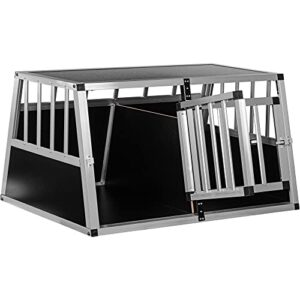 Petstuff Cage de Transport pour Chien, 2 Portes avec paroi de séparation, 89 x 69 x 50 cm, en Aluminium, paroi arrière 75°, Box Caisse de Transport