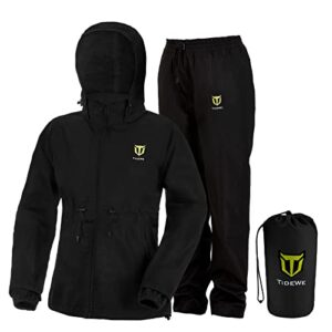 TIDEWE Combinaison de pluie imperméable et légère pour femme (noir, taille M)