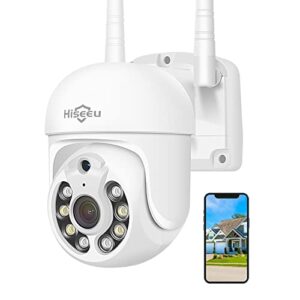 Hiseeu 2K Caméra de Surveillance WiFi Extérieure, 3MP PTZ Caméra IP Vision Nocturne Couleur Détection de Mouvements Humaine Suivi Automatique 355° 90° Audio Bidirectionnel Carte SD Étanche IP66