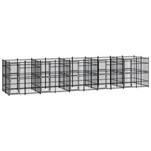 Chenil d'Extérieur pour Chiens Acier 18,43 m² Cage Niche Enclos Chiots