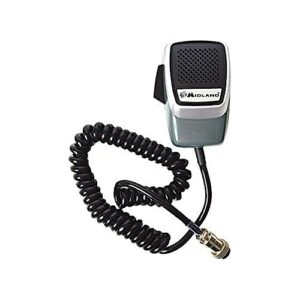Midland T059.01, Microphone De Radio CB Authentique, Compatible avec Alan 48, Alan 68S, 8001Xt, Microphone CB À 4 Broches, Couleur Gris