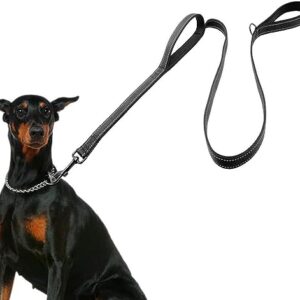 Laisse pour Gros Chien, Laisse Corde pour Chien avec Poignée Rembourrée Douce, HRYSPN Fils Très Réfléchissants, 1,5 m Corde Laisse pour Tous Les Chiens de Taille, Noir