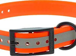 CANIHUNT Collier Xtreme Polyuréthane - Boucle Double - 16 Coloris (2.5 x 0.25 x 65 cm, Réfléchissant Orange)