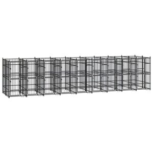 Chenil d'Extérieur pour Chiens Acier 16,59 m² Cage Niche Enclos Chiots