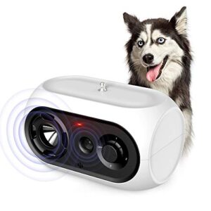 Boitier Anti Aboiement, Automatique Anti-Aboiement Chien Ultrason Dispositif, Repulsif Ultrasons pour Voisin Chiens Etanche Rechargeable 100% Sûr, pour Les Petits Gros Chien , Intérieur Extérieur
